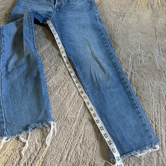 Levi's Wedgie Straight Fit Premium jeans cotton raw hem ankle crop size 25 - Picture 9 of 13
